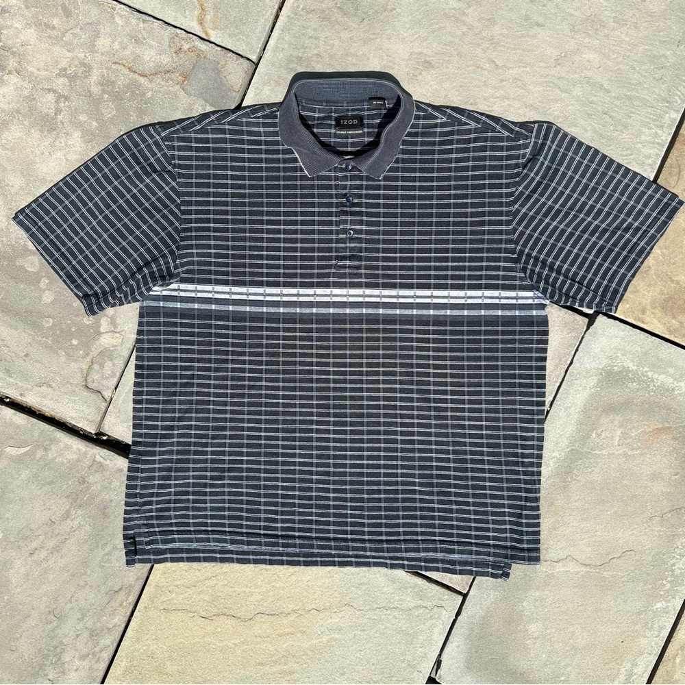 Y2k Rectangle Pattern Chest Stripe Polo - image 1